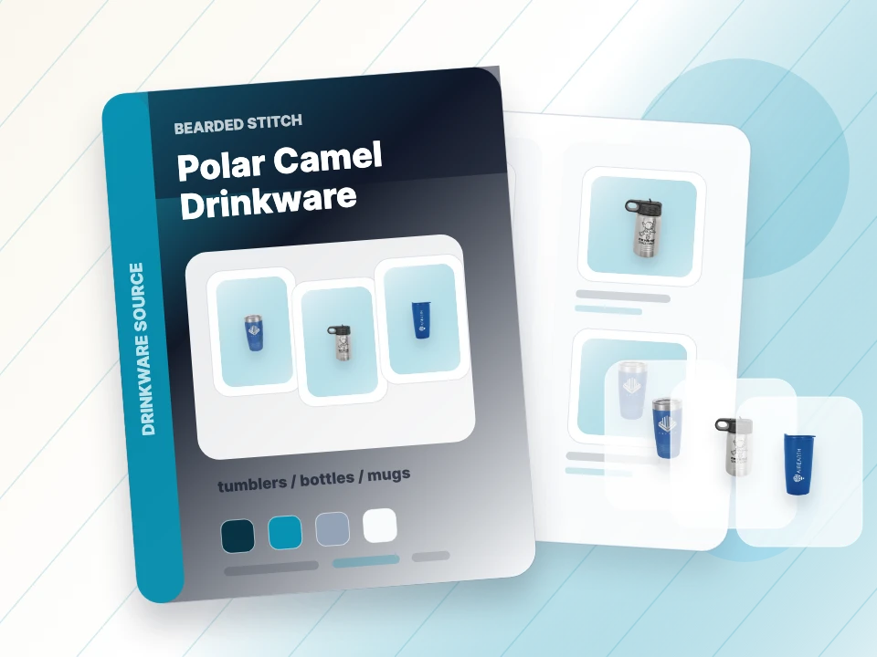 Catalog examples of engraved Polar Camel tumblers and bottles